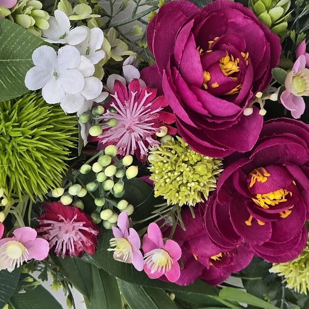 Handmade Elegant Pink and Green Floral Wreath